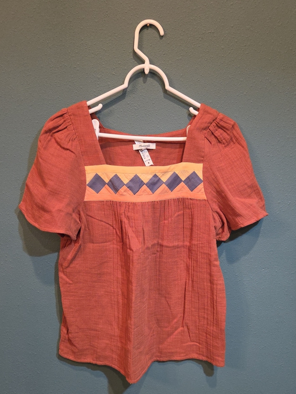 Madewell Rust Short-Sleeve Square-Neck Sz Small